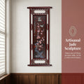 Traditional Chinese Solid Wood Framed Jade Art Four Gentlemen Scroll