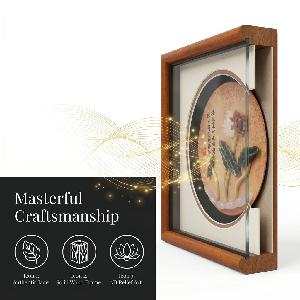 Eyun Chinese Classical Jade Relief Ornament，Study Living Room Decor