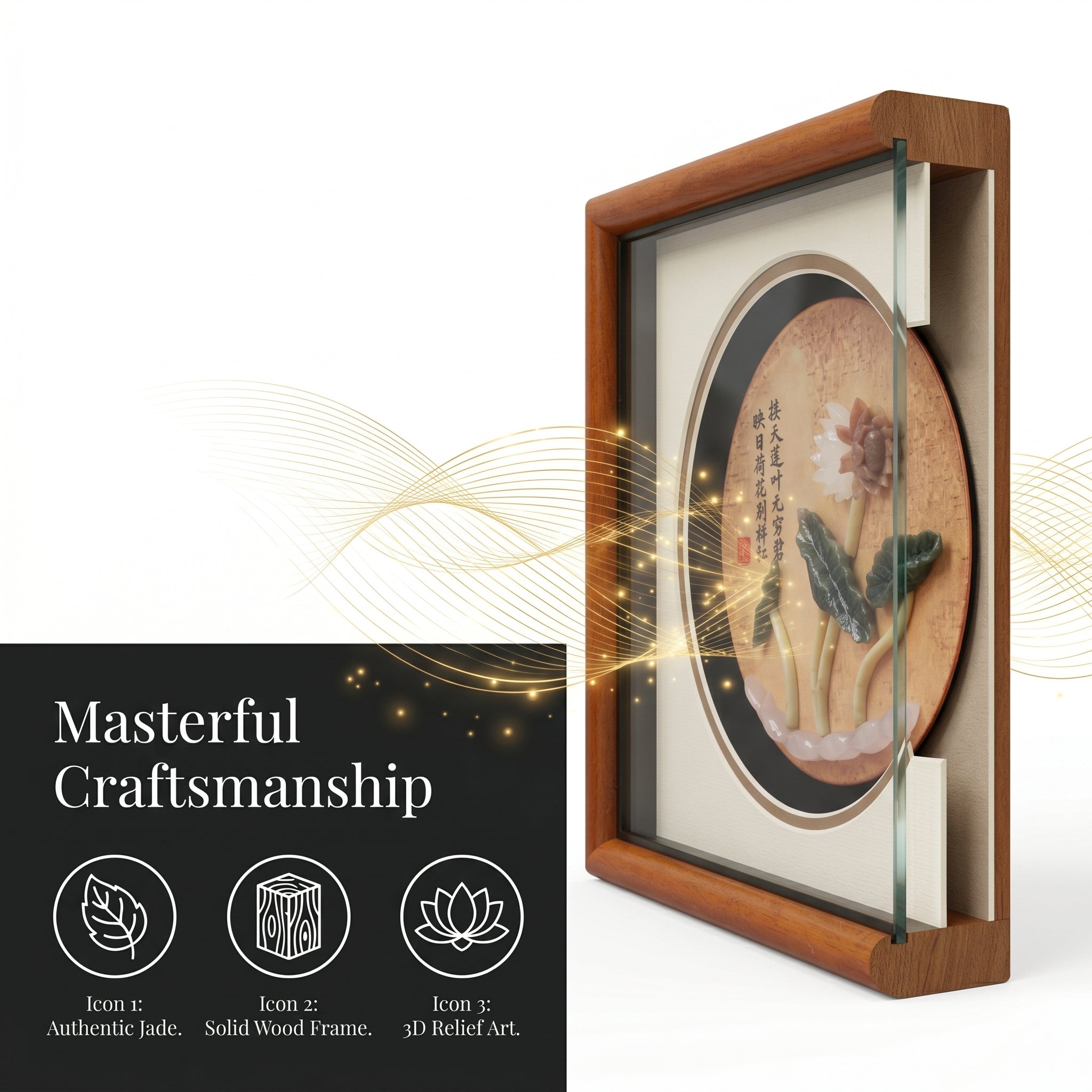 Eyun Chinese Classical Jade Relief Ornament，Study Living Room Decor