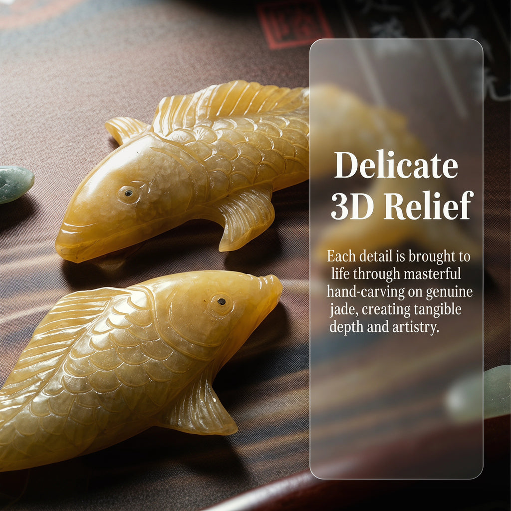 Eyun Chinese Fan-Shaped Abundant Fortune Jade Wall Art，Solid Wood Frame，Dining Room & Tea Room Decor