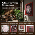 Luxury Eyun Peony Jade Carving Wall Art，3D Relief Solid Wood Framed Prosperity Decor