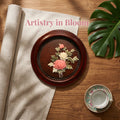 Chinese Handmade Peony Round Jade Relief Wall Art