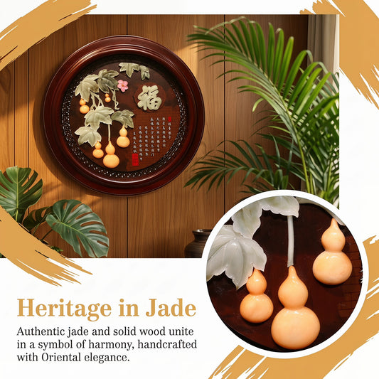 Eyun Chinese 3D Jade Carving Gourd Fu Character Wall Art